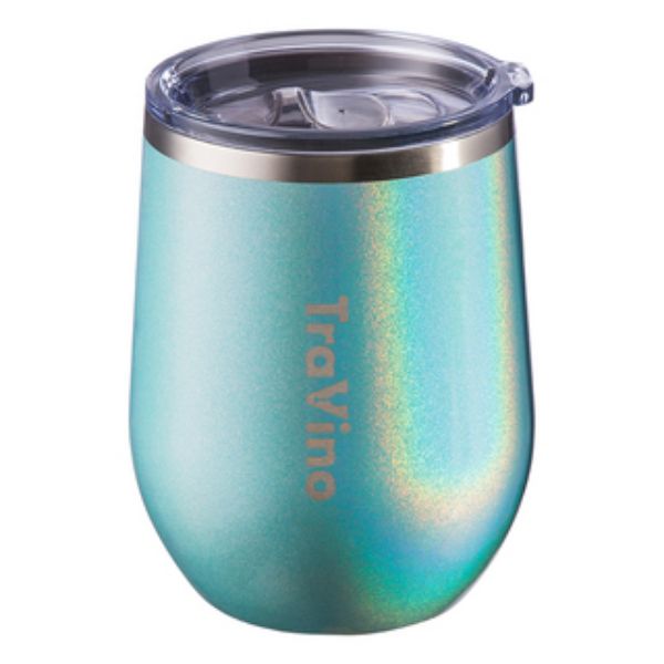 Picture of STEMLESS WINE TUMBLER GLITTER AQUA MIST