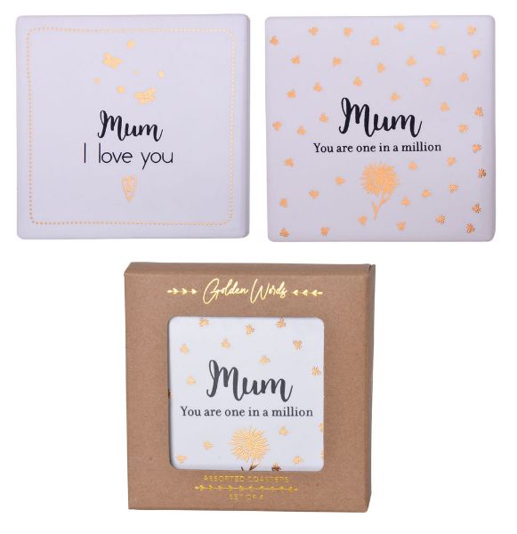 Picture of GOLDEN WORDS MUM COASTERS SET OF 4