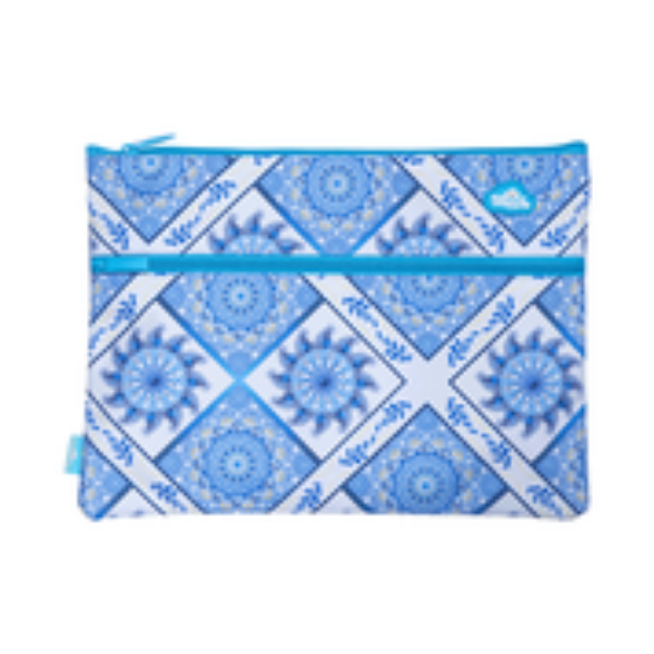 Picture of A4 TWIN ZIP PENCIL CASE - BOHO BLUE