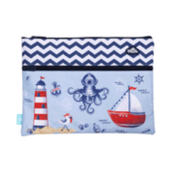 Picture of A4 TWIN ZIP PENCIL CASE - LITTLE SAILOR