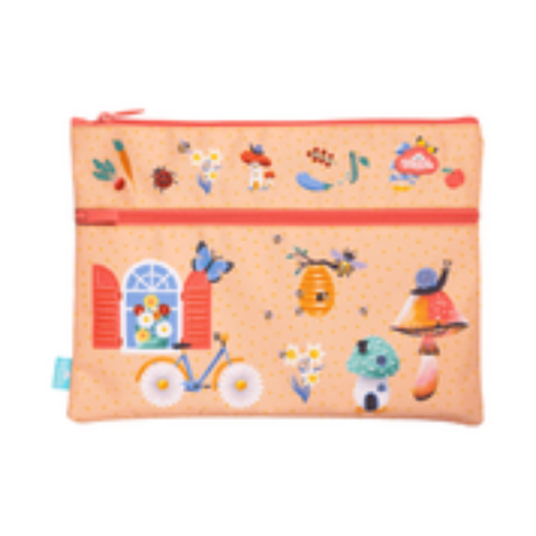 Picture of A4 TWIN ZIP PENCIL CASE - SECRET GARDEN