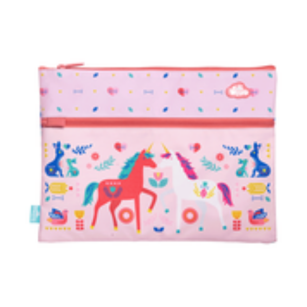 Picture of A4 TWIN ZIP PENCIL CASE - UNICORNIA