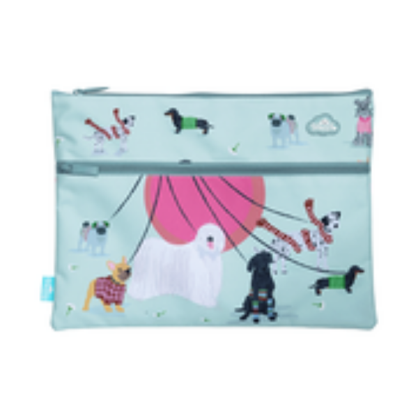 Picture of A4 TWIN ZIP PENCIL CASE - POOCHES ON PARADE