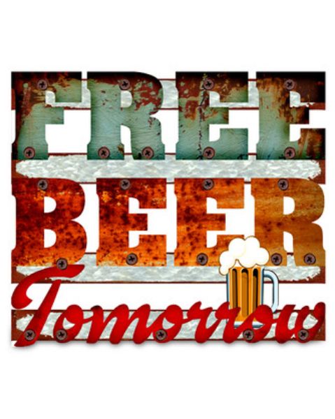 Picture of FREE BEER TOMORROW RETRO METAL SIGN