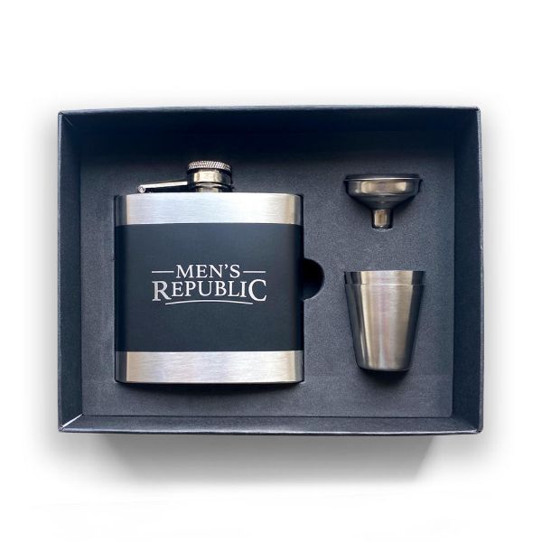 Picture of HIP FLASK, FUNNEL AND 2 CUPS IN BLACK