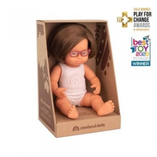 Picture of MINILAND CAUCASIAN BABY GIRL DOLL WITH DOWN SYNDROME AND GLASSES