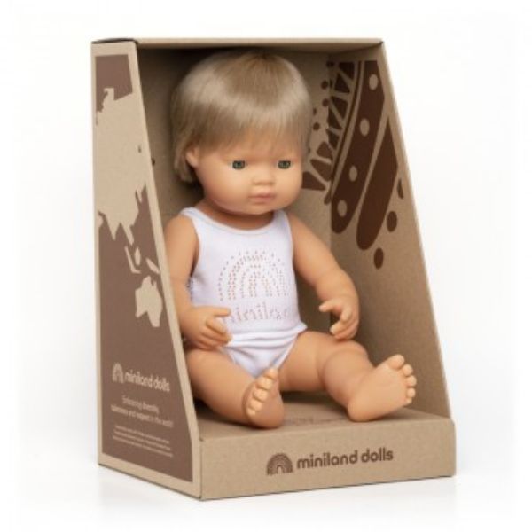 Picture of MINILAND BABY CAUCASIAN BOY DOLL 38CM WITH DARK BLONDE HAIR