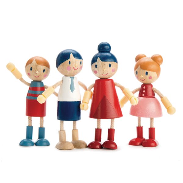 Picture of WOODEN DOLL FAMILY WITH FLEXIBLE ARMS & LEGS TENDERLEAF