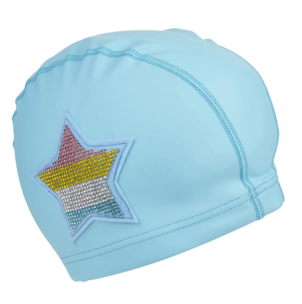 Picture of BLING2O BLUE RHINESTONE STAR SWIM CAP