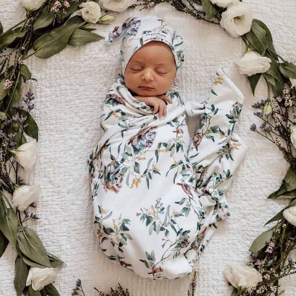 Picture of EUCALYPT JERSEY BABY WRAP & BEANIE SET