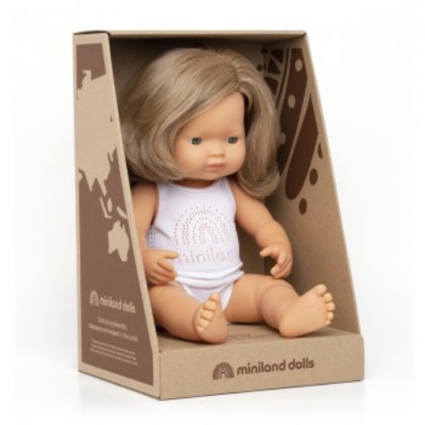 Picture of MINILAND BABY DOLL DARK BLONDE HAIR GIRL 38CM