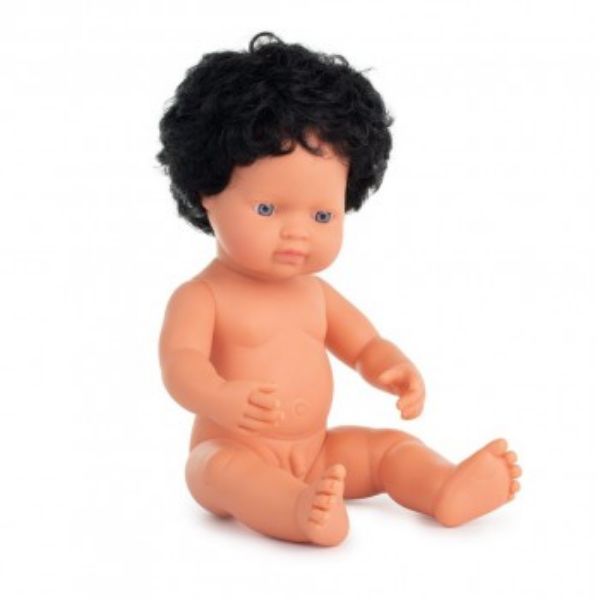 Picture of MINILAND BLACK CURLY HAIR DOLL BOY 38CM UNDRESSED