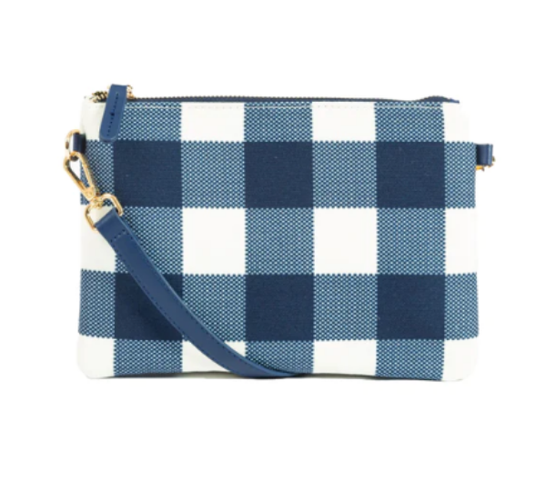 Picture of CAPRI NAVY AND WHITE GINGHAM LARGE CROSSBODY BAG