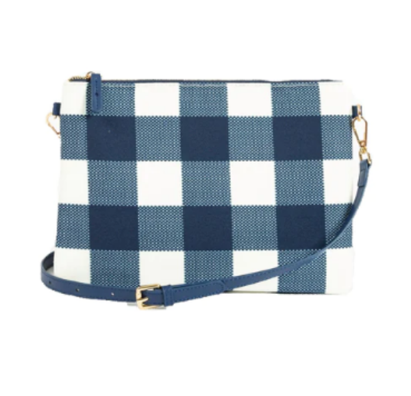 Picture of CAPRI NAVY AND WHITE GINGHAM SMALL CROSSBODY BAG