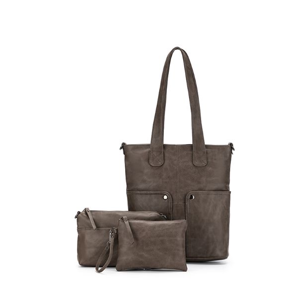 Picture of LEA DARK TAUPE 3 PIECE HANDBAG SET