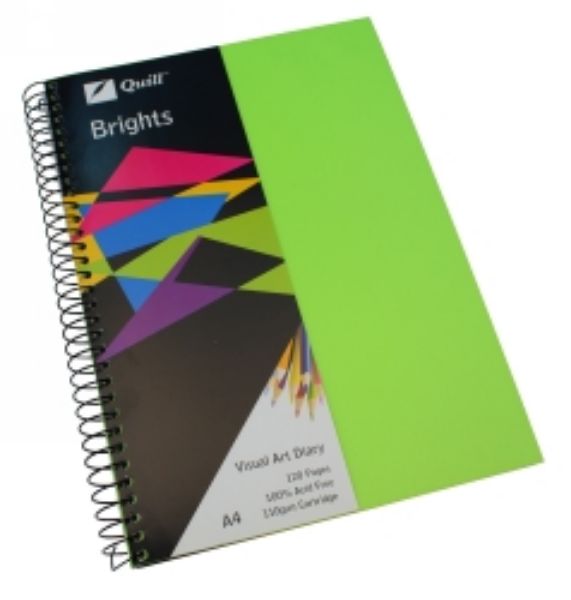 Picture of VISUAL ART DIARY QUILL A4 BRIGHTS GREEN