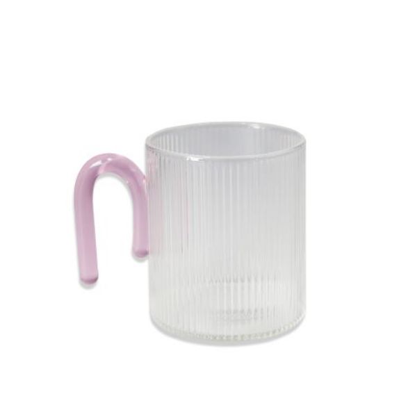 Picture of ARCHER RIBBED GLASS MUG CLEAR & LIGHT PINK