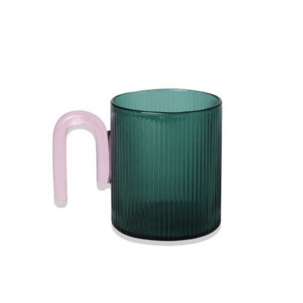 Picture of ARCHER RIBBED GLASS/MUG GREEN & PINK